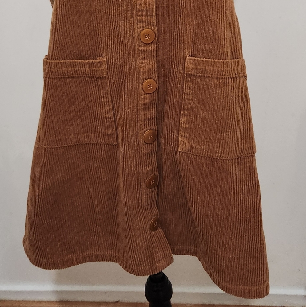 Chelsea & Violet Brown Corduroy Button-Down Dress. Size Medium. Overall Style - Picture 11 of 11